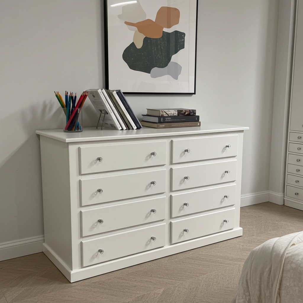 Cambridge 8-Drawer Chest – White, Grey & Dark Grey