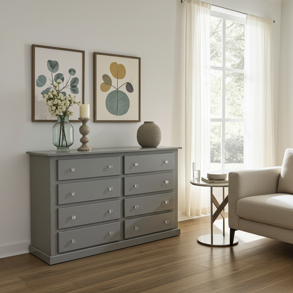 Cambridge 8-Drawer Chest – White, Grey & Dark Grey