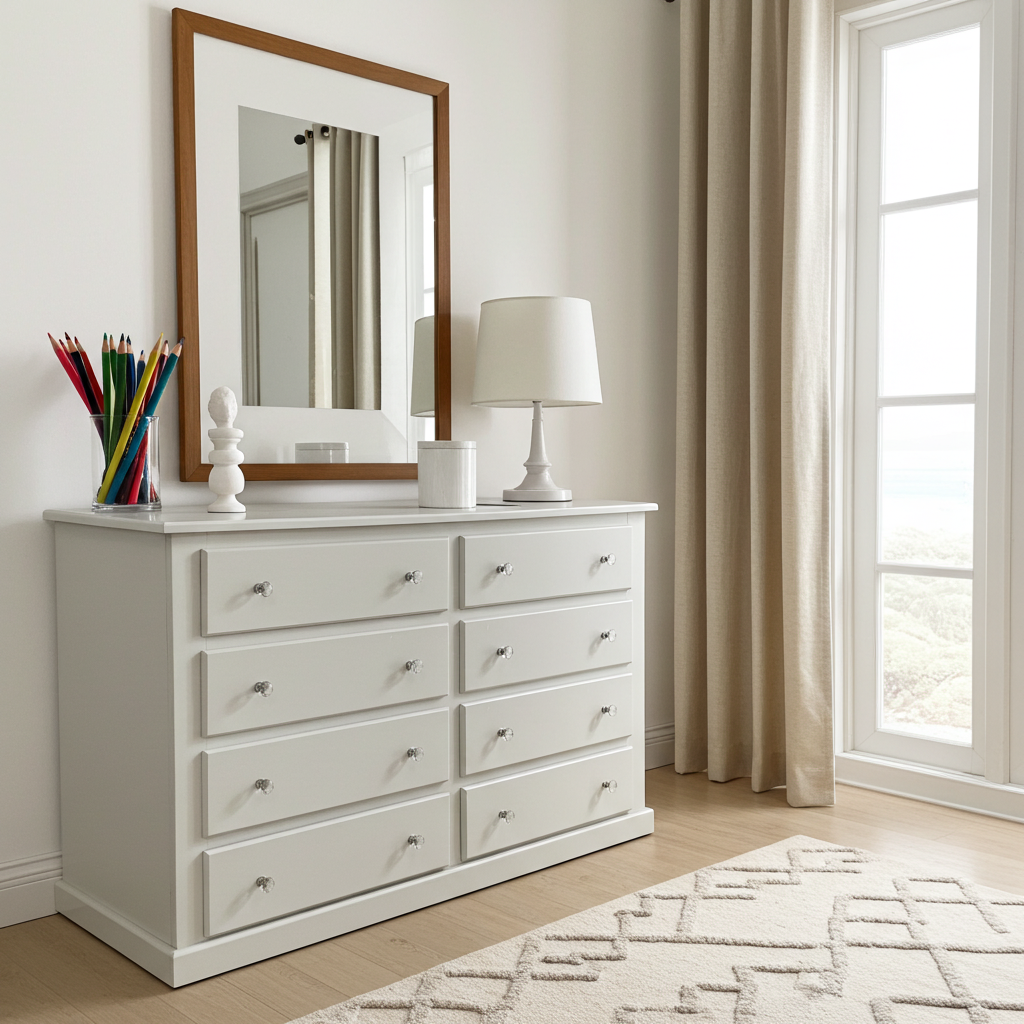 Cambridge 8-Drawer Chest – White, Grey & Dark Grey