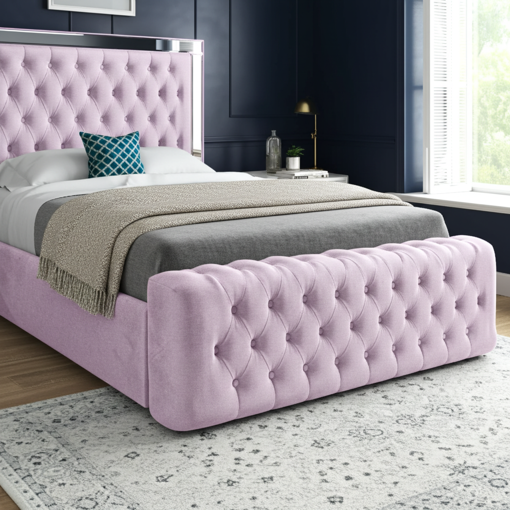 Mirage Royal – Mirrored Upholstered Soft Velvet Bed Frame | Luxury UK Design