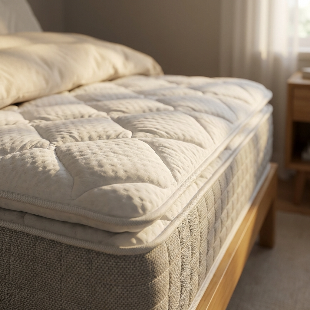 Soft pillow top layer memory foam mattress close up