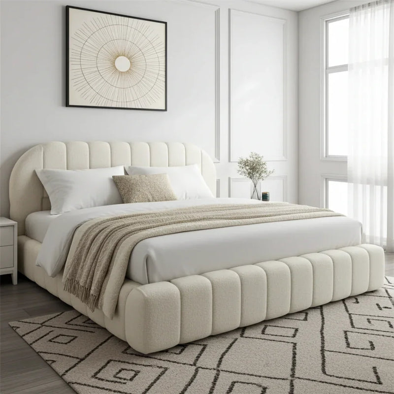 2025 Curve Cloud Bed– Ultra Comfort Upholstered Bed Frame | Luxury Fabric Bed UK