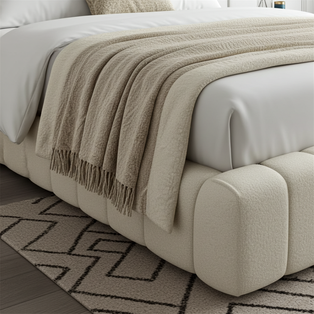 2025 Curve Cloud Bed– Ultra Comfort Upholstered Bed Frame | Luxury Fabric Bed UK