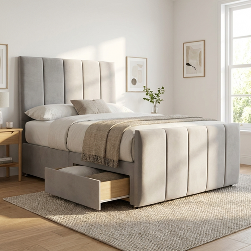 Sydney Classic Divan Bed – Tailored Finish with Matching Headboard - UK Beds Direct ltd