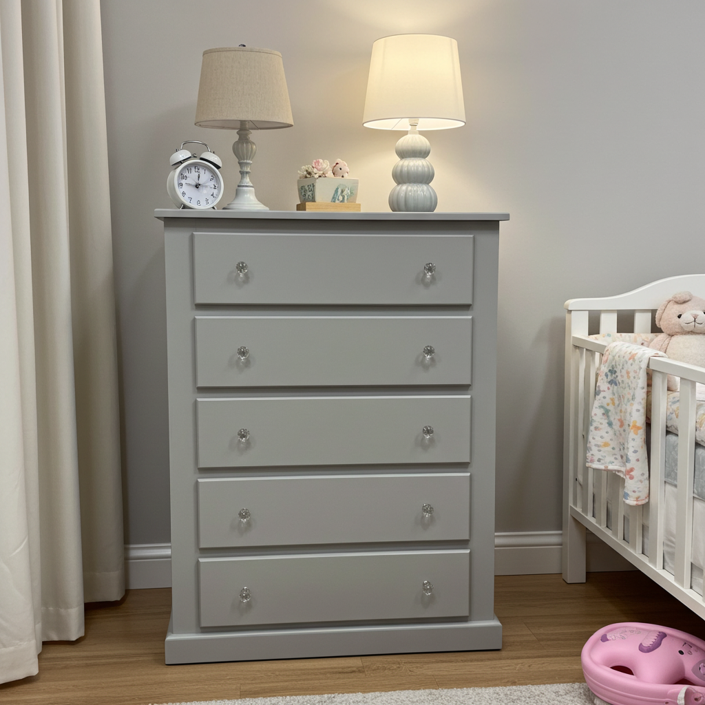 Kensington 5-Drawer Chest – Classic Grey Bedroom Storage