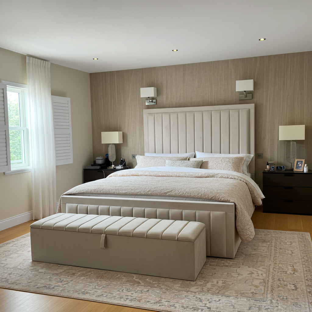 2025 Lines Bumper Bed – Safe & Stylish Comfort | Luxury Fabric Bed UK