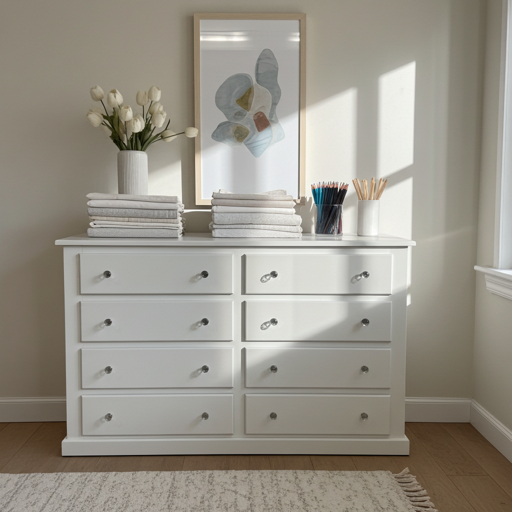 Cambridge 8-Drawer Chest – White, Grey & Dark Grey