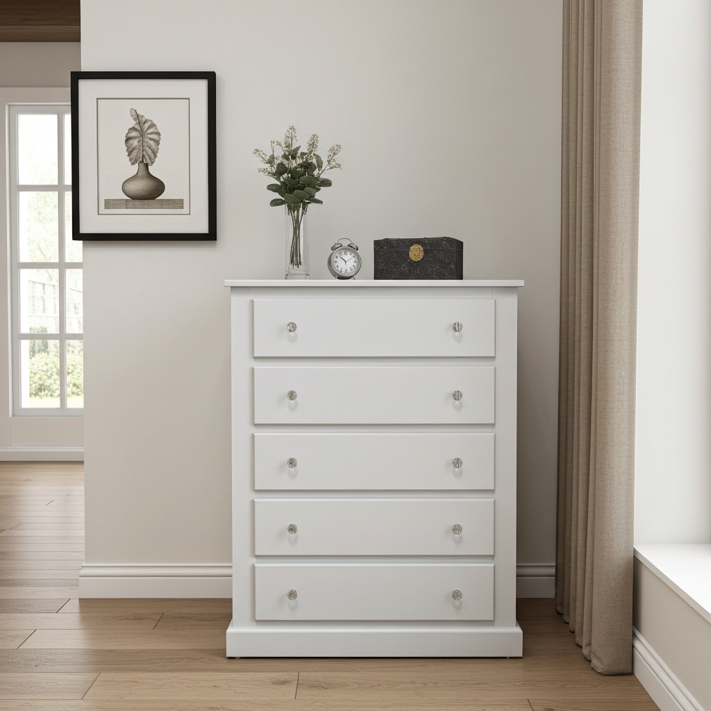 Kensington 5-Drawer Chest – Classic Grey Bedroom Storage
