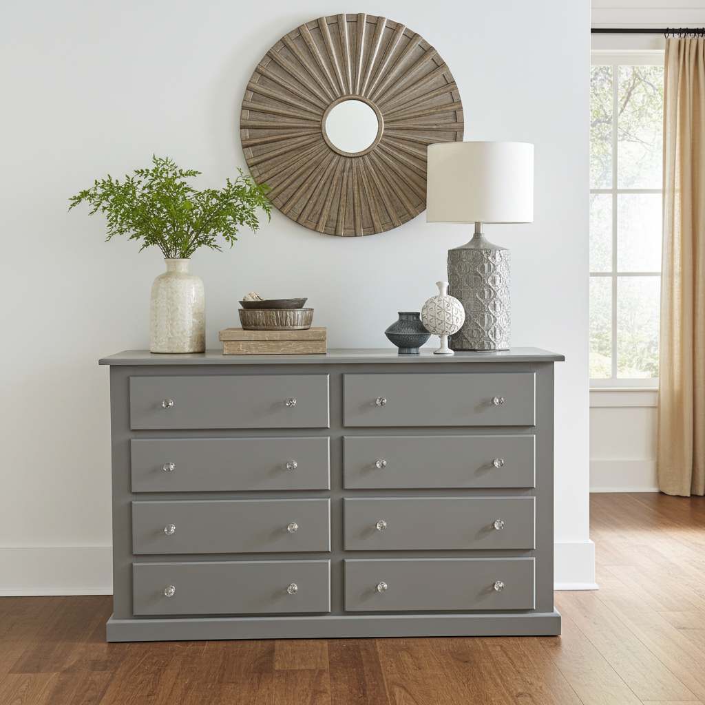 Cambridge 8-Drawer Chest – White, Grey & Dark Grey