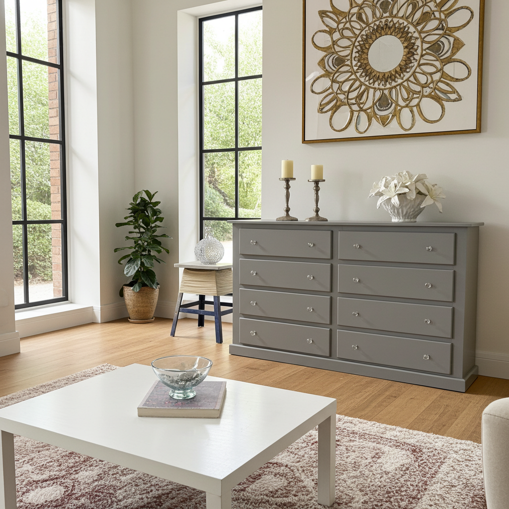 Cambridge 8-Drawer Chest – White, Grey & Dark Grey
