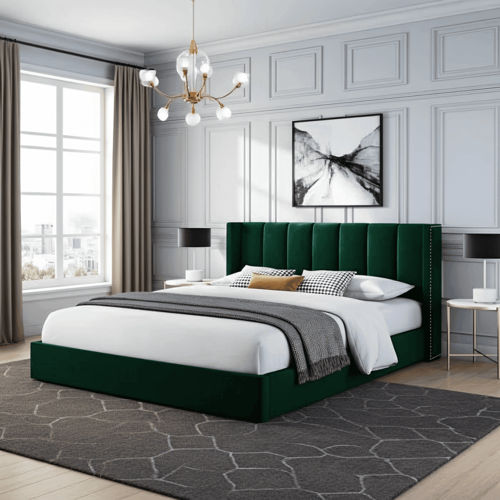 Francis Wingback Bed Frame – Chesterfield Upholstered Wingback Bed - UK Beds Direct ltd