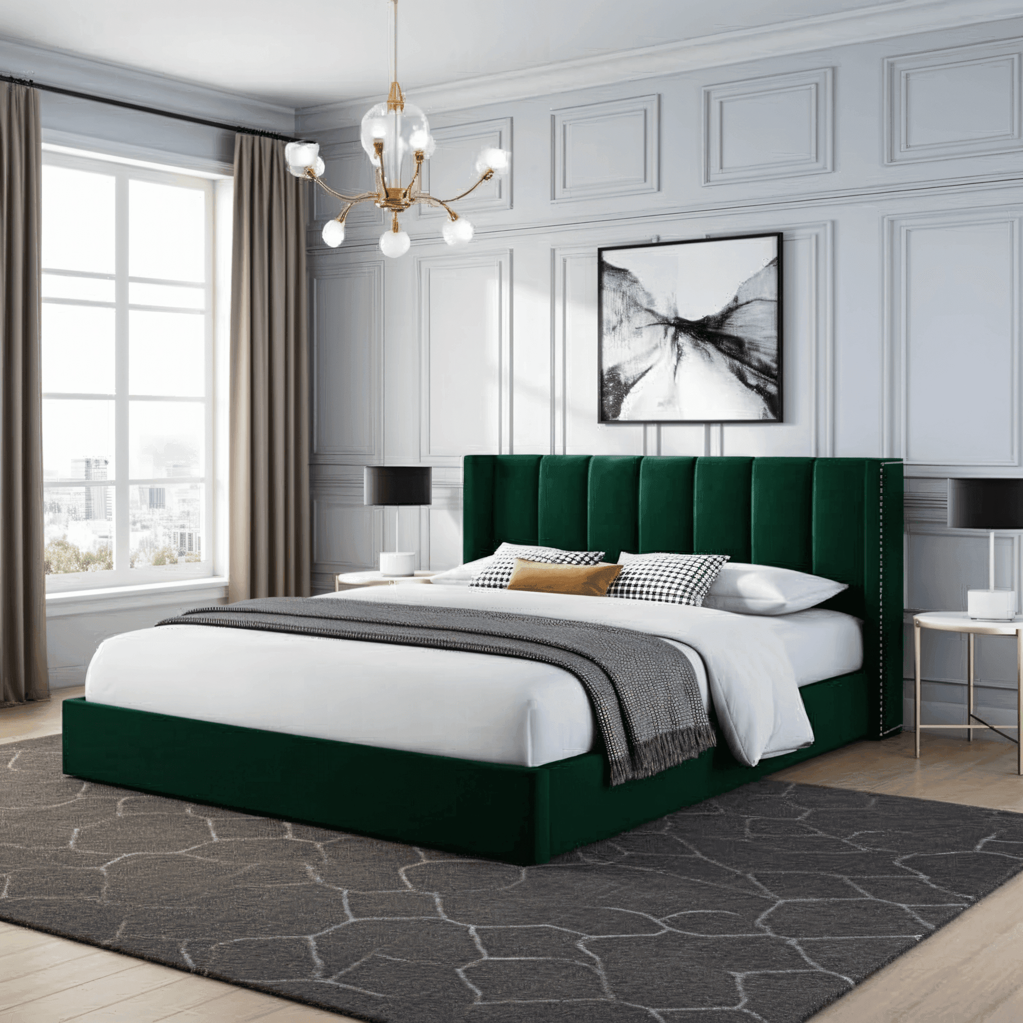 Francis Wingback Bed Frame – Chesterfield Upholstered Wingback Bed - UK Beds Direct ltd