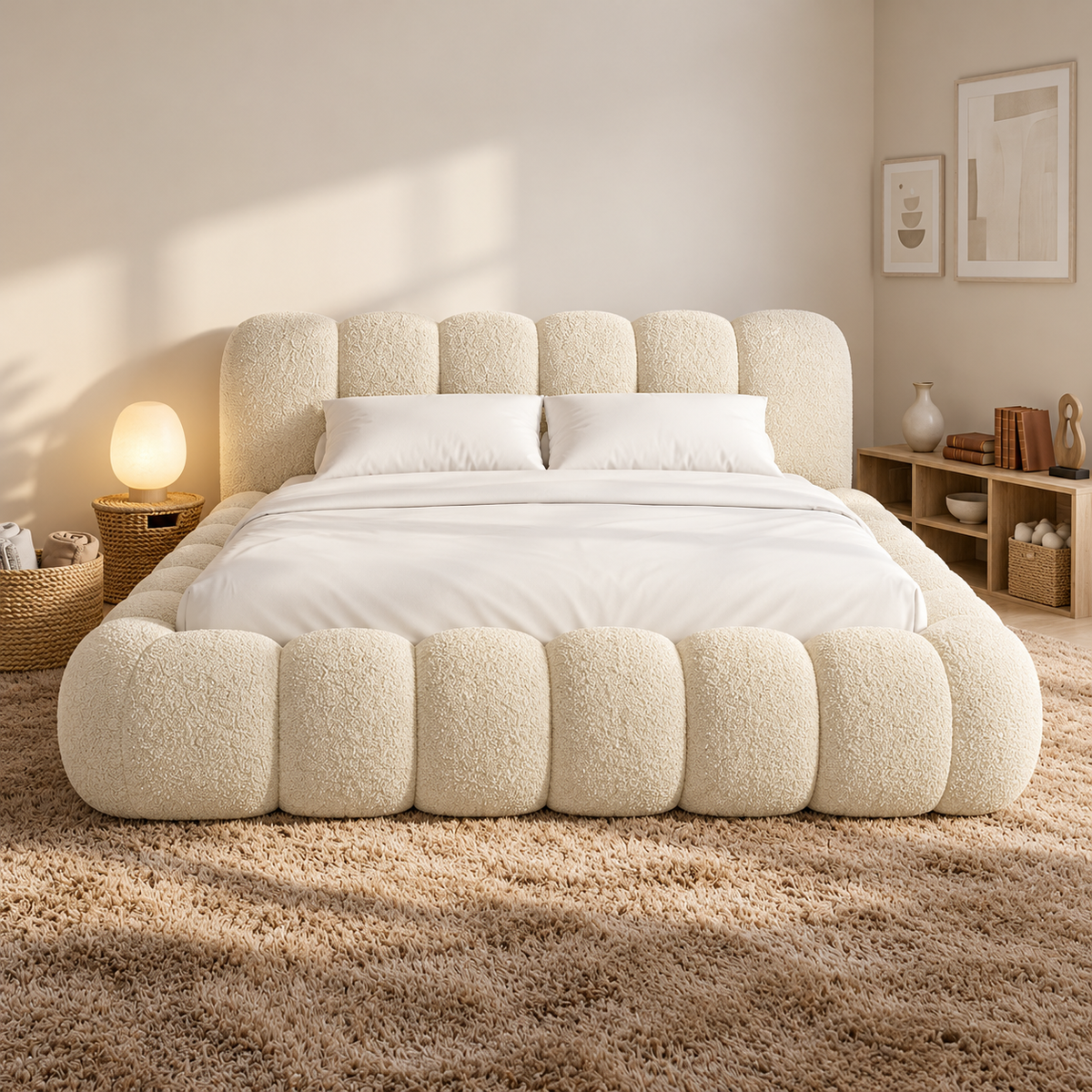 Fenton Signature Luxury Upholstered Bed Frame, front view – room visualisation