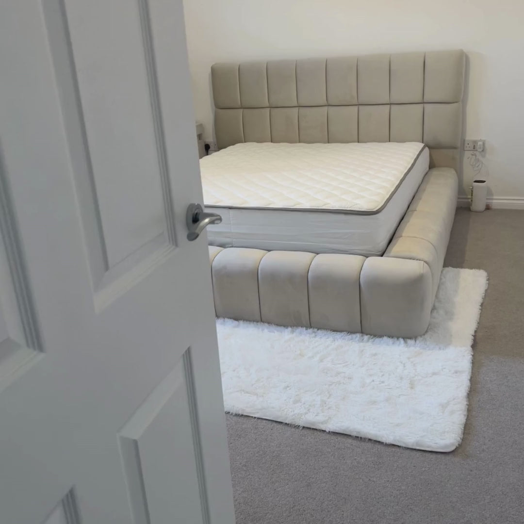 Cube Ambassador Bed with cube-panelled headboard and upholstered padded frame – UKBedsDirect luxury collection