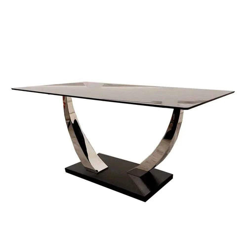 Venus 1.6 Chrome Dining Table with Black Sintered Stone Top With 4 Luna Velvet Dining Chairs - UK Beds Direct ltd